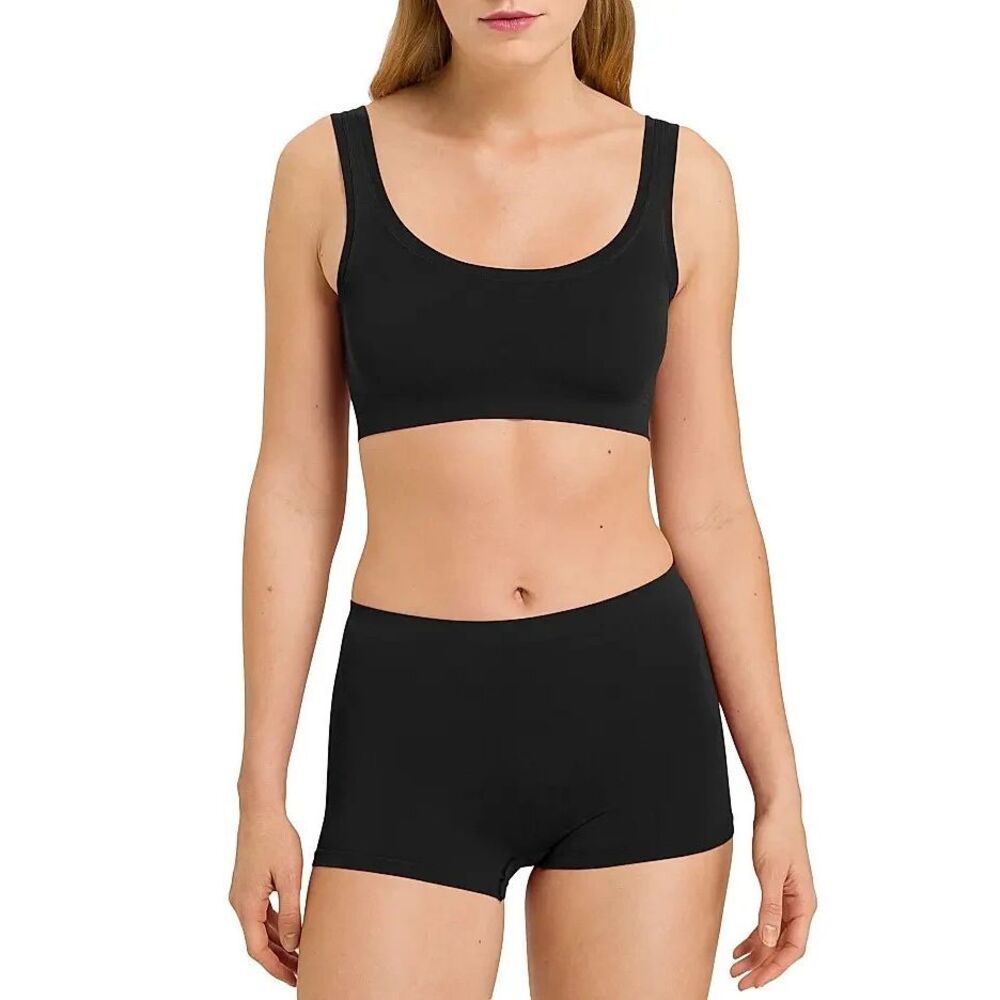 New $120 Hanro  Touch Feeling Crop Cami  Crop Top Bra in Black US Large